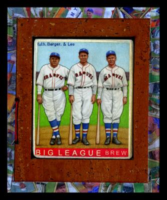 Picture, Helmar Brewing, R319-Helmar Card # 494, BABE RUTH (HOF), Wally Berger, Hal Lee, All bats down, Boston Braves
